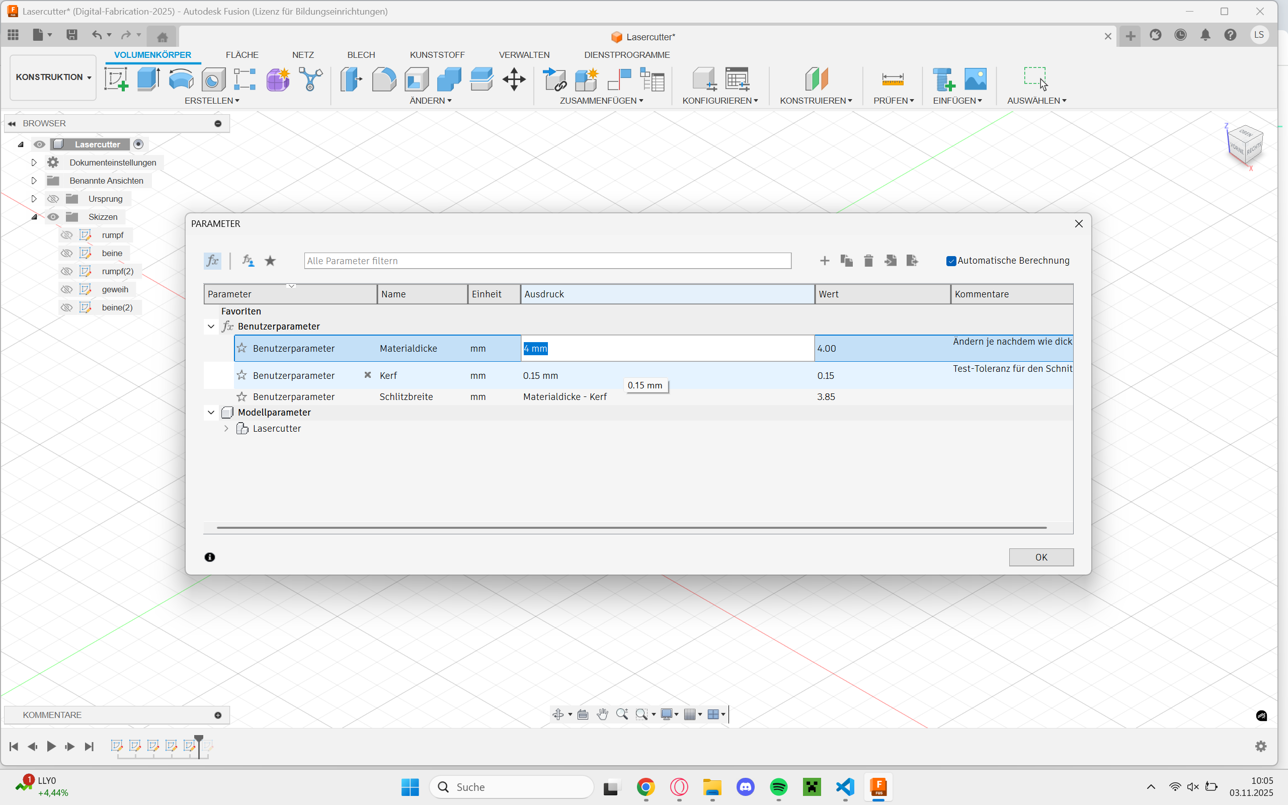 Thickness correction